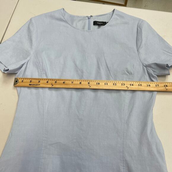 Theory Light Blue Linen Blend Lined Mini Dress Women's Size 10 - Picture 9 of 11